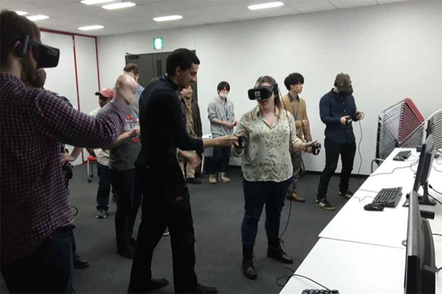 Students wear VR headsets.