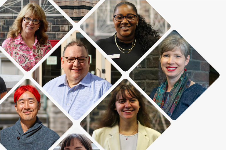 A cluster of people's headshots.