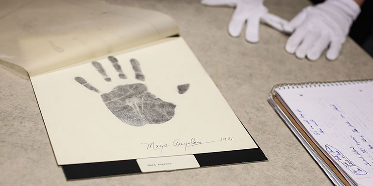 Maya Angelou's handprint
